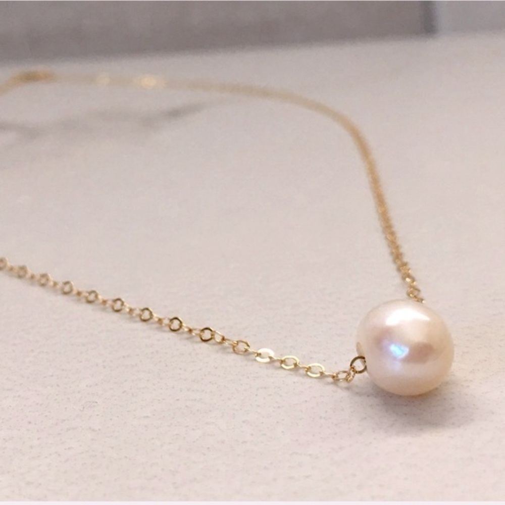 Anthropologie Trendy Pearl Gold Necklace ✅ nwt